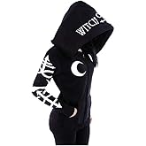 Richingfu Women Punk Gothic Hoodie Long Sleeve Zip-up Hoodie Jacket Top Long Sweatshirt