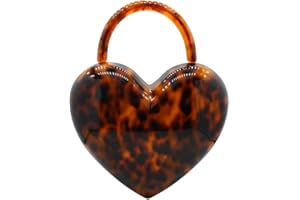 QMLGB Stylish Women Acrylic Evening Clutch Heart Shape Handbag Amber Top Handle Purse Bag for Party Prom Cocktail