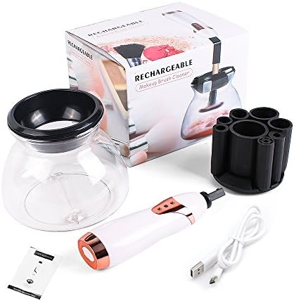 Rechargeable Professional Makeup Brush Cleaner 2018 Edition Electronic Cleaning Machine Tool Completely Cleans and Dries All Sizes of Cosmetic Makeup Brushes in 30 Seconds | Charges with USB (White)