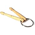Cheerock Mini Drum Sticks Keychain 2 Natural Wood Miniature Drum Stick Percussion Key Ring for Drummer