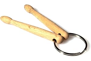 Cheerock Mini Drum Sticks Keychain 2 Natural Wood Miniature Drum Stick Percussion Key Ring for Drummer