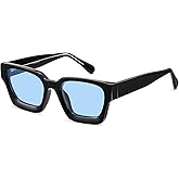 PUBOWT Thick Square Sunglasses for Men Women Retro Chunky Rectangle Sun Glasses UV Protection Designer Shades Style PT2008