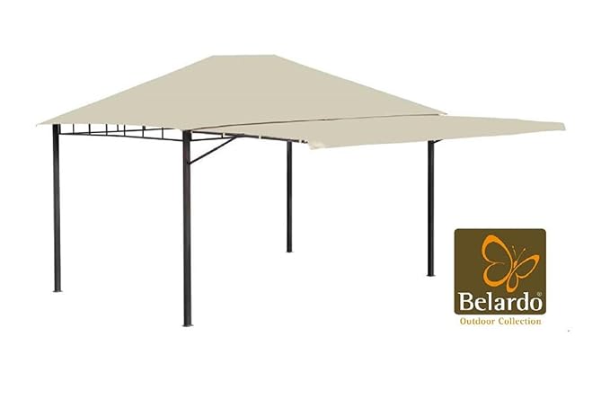 Belardo Pavillon mit hochklappbarem Seitenteil, 60x60 mm Pfostenstärke, 400x300 cm, UV-Schutz 50+