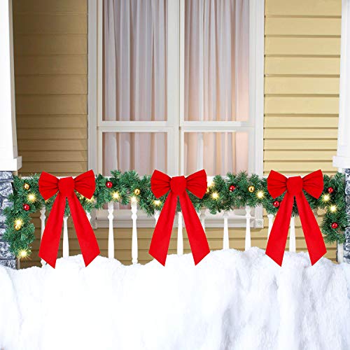 Artiflr 8 Pack Red Velvet Christmas Bow, 9.5 X 17.2inch Large Holiday Red Bow for Christmas Wreath Christmas Tree Xmas Garland Window Wall Large Gifts - Thumbnail 5