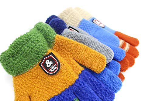 image for RARITY-US (3 Pairs) Unisex Warm Soft Winter Knit Gloves for Kids Boys 
