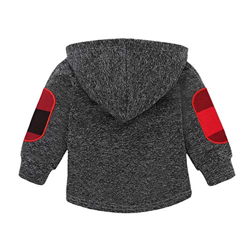 image for VOLUOVO Toddler Baby Boy Girl Clothes Plaid Pocket Hoodie Sweatshirt J