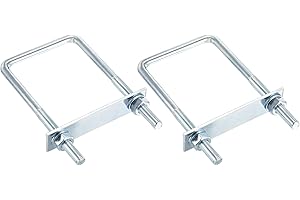 DTGN M10x75x150mm U Bolts Square Kit - 2Set - Carbon Steel U-Bolt Kit with Nuts, Washers, Frame Plate - Good for Pipe, Traile