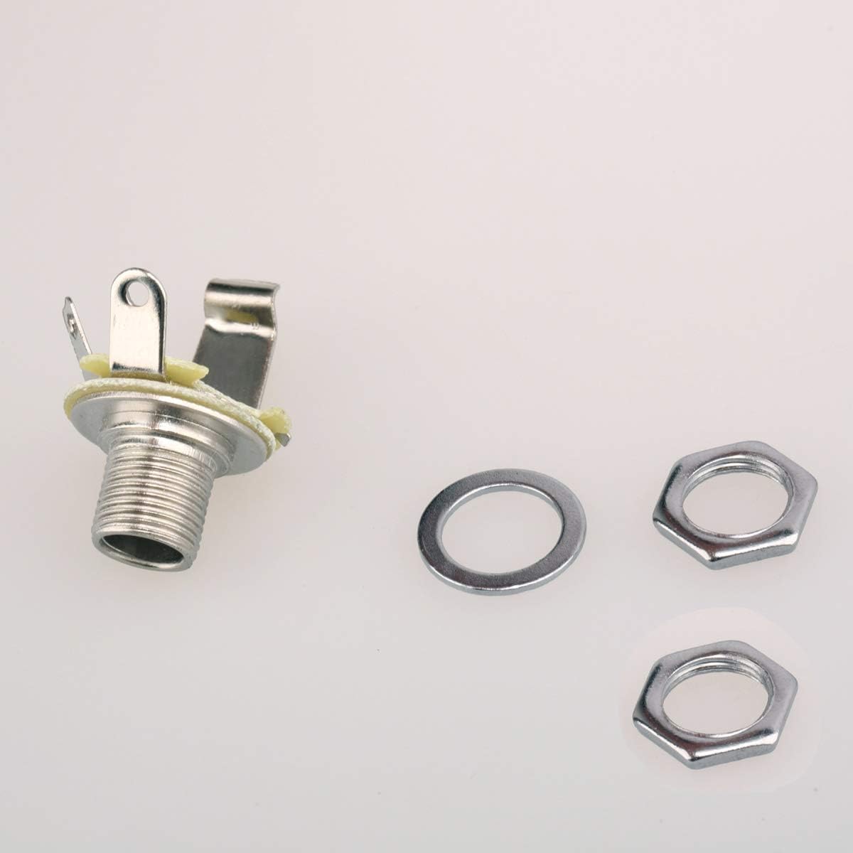 Musiclily 1/4 Inch Female Guitar Mono Input Jack 6,35mm TS Mono Panel Mount Socket with Washer and Nut for Electric Guitar Bass Chrome