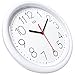 hito Silent Wall Clock Non ticking 10 inch Excellent Accurate Sweep Movement, Decorative for Kitchen, Living Room, Bathroom, Bedroom, Office (White)