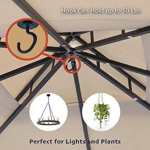 LCC 10x10 Patio Gazebo with Mosquito Netting, Double Vented Soft Top