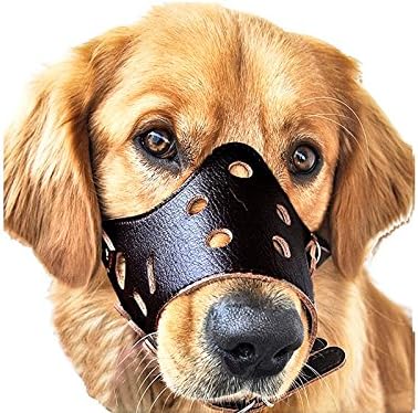 photoiscool Dog Muzzle Leather, Adjustable Anti-Biting Dog Leather Muzzle, Breathable Safety Pet Puppy Muzzles Mask for Biting and Barking (Stop Dogs from Biting, Barking, and Chewing)