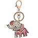 Bolbove Cute Big Ears Elephant Keychain Sparkling Keyring Crystal Purse Pendant Rhinestones Handbag Charm (Rose Red)