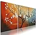 Cherish Art Hand Painted Oil Painting White Flowers 3 Panels Wood Inside Framed Hanging Wall Decoration