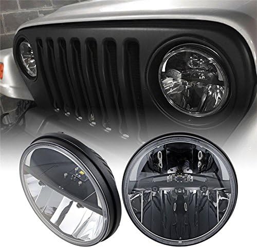 Audexen 7 Inch Black Round Cree LED Headlights for Jeep Wrangler JK TJ CJ Hummer H1 H2