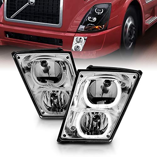 image for AmeriLite Chrome Dual LED Halo DRL Bar Fog Lights Pair for Volvo VNX V