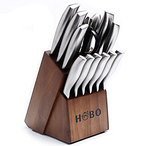 Knife Set, HOBO 14-Piece Kitchen Knife Set with Block Wooden, Self Sharpening for Chef Knife Set, Stainless Steel, Boxed Knife Sets Knife Set, HOBO 14-Piece Kitchen Knife Set with Block Wooden, Self Sharpening for Chef Knife Set, Stainless Steel, Boxed Knife Sets