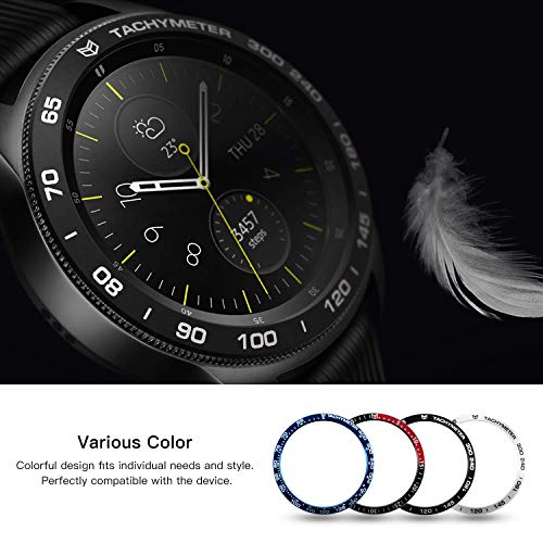 [Aluminum] Galaxy Watch 46mm Bezel Styling, Galaxy Gear S3 Frontier & Classic Bezel Ring Adhesive Cover Anti Scratch Aluminium Protection Tachymeter, Design for The Galaxy Watch Accessories - Black - Thumbnail 4