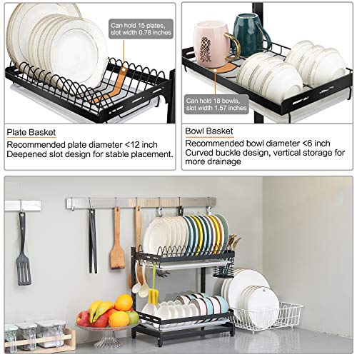 Xcosrack Dish Drying Rack 2 Tier 304 Stainless Steel Dish Rack with