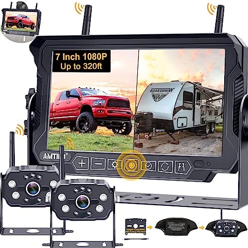 AMTIFO Wireless Backup Camera for RV Trailer HD 1080P 7 Inch DVR