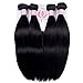 Brazilian Straight Hair 4 Bundles With a Free Part Lace Closure 100% Unprocessed Human Hair Bundles Natural Color