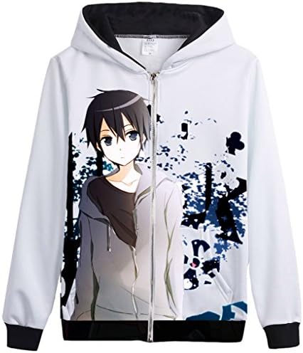 Adult Sword Art Online Cosplay Hoodie Kirito Costume Coat Zip up Anime Clothing Teens Men