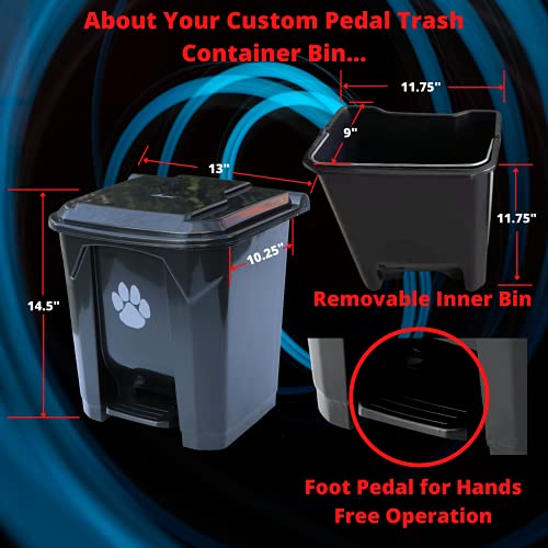 ZubyDog Dog Poop Trash Can with Lid and Removable Inner Waste Bin for Outdoors. Includes Long