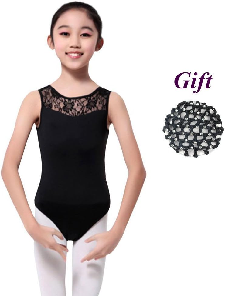 Hougood Girls Ballet Leotards Gymnastic Leotards Classic Bodysuit Kids Flower Lace Dance Leotard Gymnastics Ballet Athletic Dancewear Age 3-14 Years Old