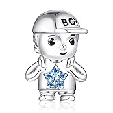 Baby Boy or Girl Charm for Bracelet or Necklace for Women by Ginger Lyne European Style Bead Pink or Blue Cubic Zirconia Sterling Silver Gift Idea Mother's Day