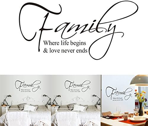 ROTMAKERS "Family where life begins &amp; love never ends" Home Decor Creative Quote Wall Decals Decorative Adesivo De Parede Removable DIY Vinyl Wall Stickers
