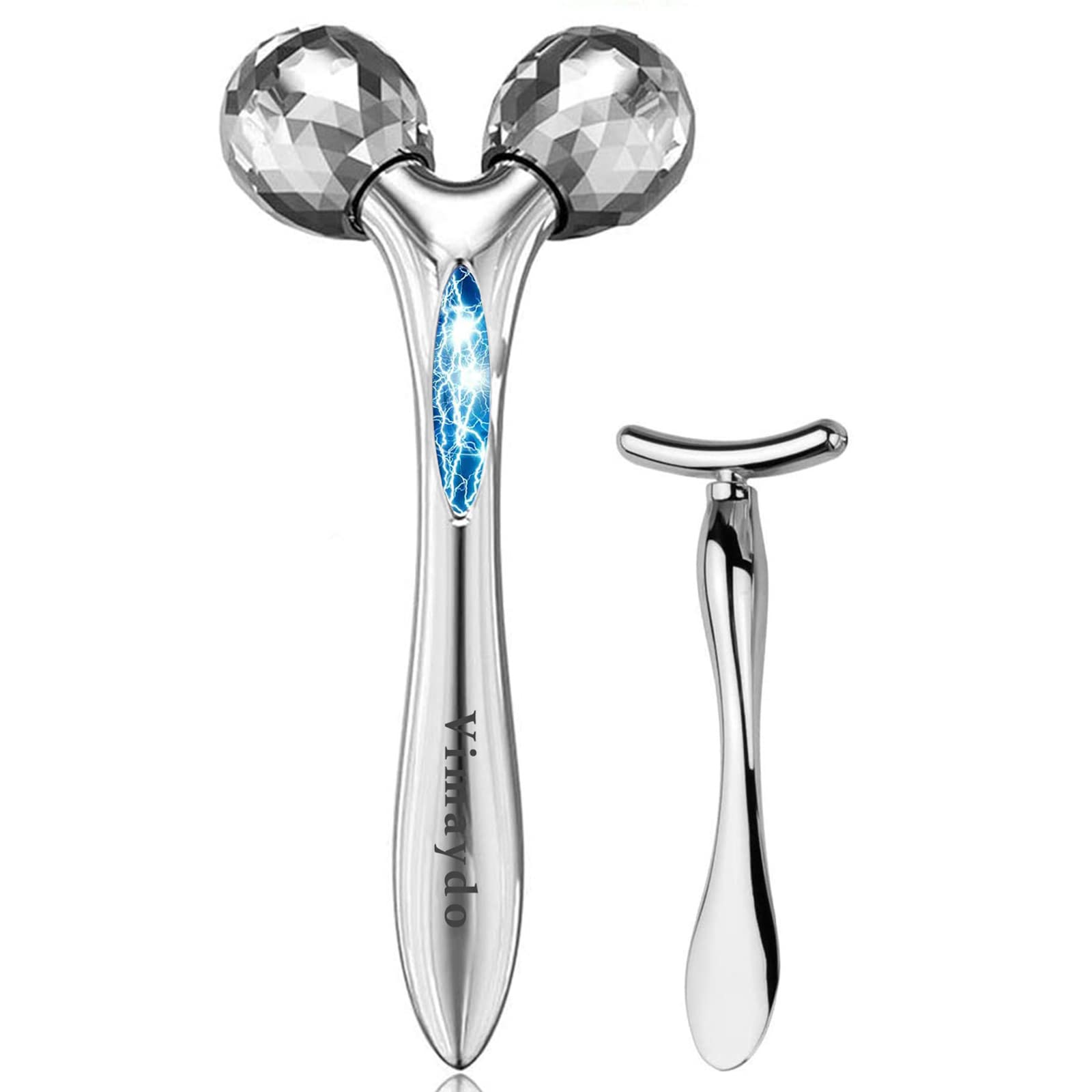 Vimaydo 美顔ローラー Y字型美容ローラー マッサージ 小顔 フェイス＆ボディー用 美顔器 3D 充電不要 防水 マイクロカレント 微弱電流 男女兼用 (ギフトT字型の目元エステ) の商品画像