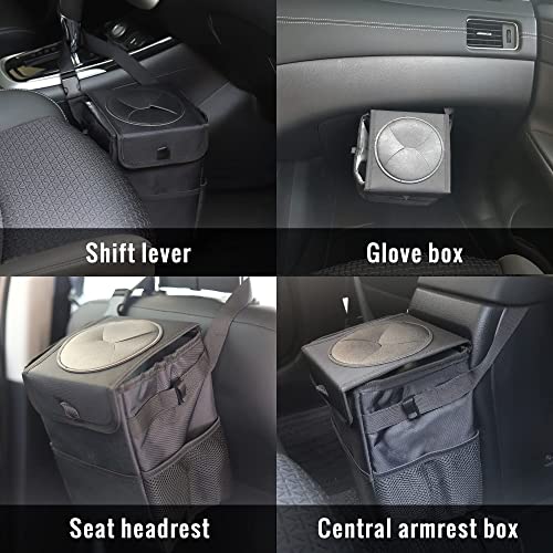Jizfmion Car Trash Can Collapsible Waterproof and Leak-Proof Liner Washable Car Garbage Can Hanging in The Car Front Headrest and Behind The Console Use(Small)