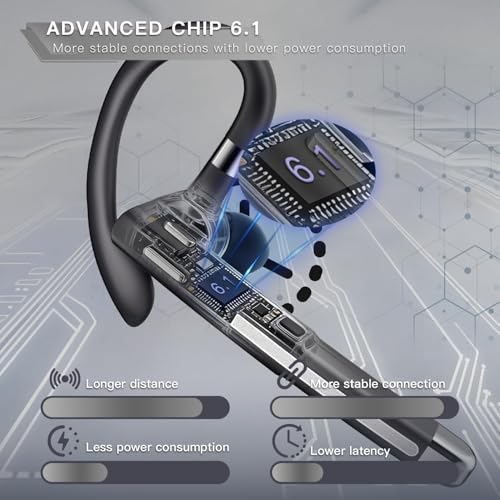 Bluetooth Headset V6.1, Wireless Bluetooth Earpiece with 500mAh Charging Case 100 Hours Talking Time, CVC8.0 Noise Cancelling Single-Ear Earphone, Hand-Free Headphones for Trucker, Office, Business