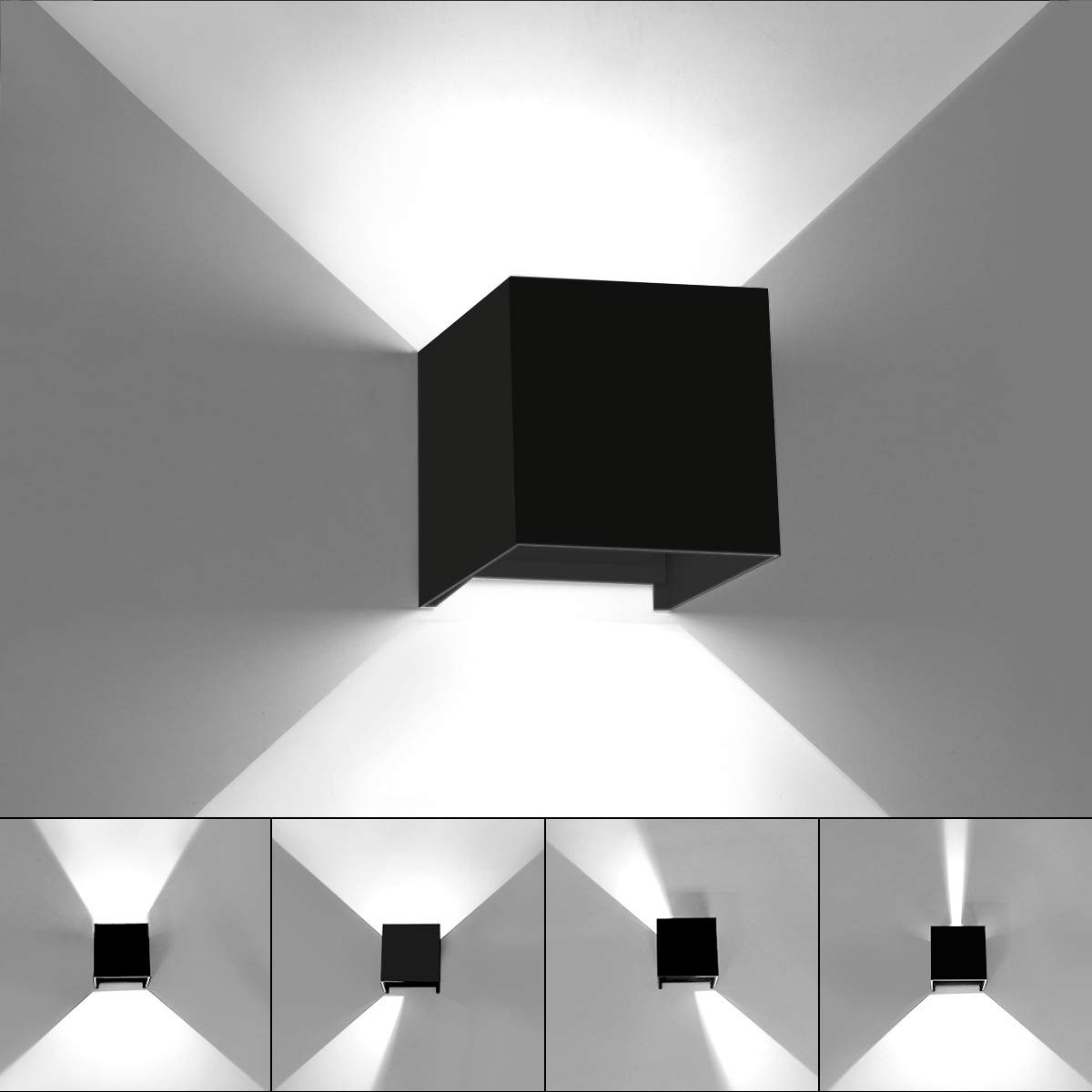HAWEE Modern Wall Lamp LED Wall Light Up and Down Adjustable Beam Angle Aluminum Wall Wash Light Waterproof IP65 Indoor Outdoor for Bathroom Bedroom Corridor Living Room Stairs Garden, 6W 6000K