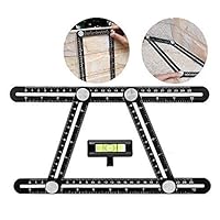 Universal Angularizer Ruler - Measuring Tools Ultimate Template Tools Upgraded Aluminum Alloy Multifunctional Ruler with Attached Line Level for Handymen, Builders, Carpenters, Craftsmen, Architects,