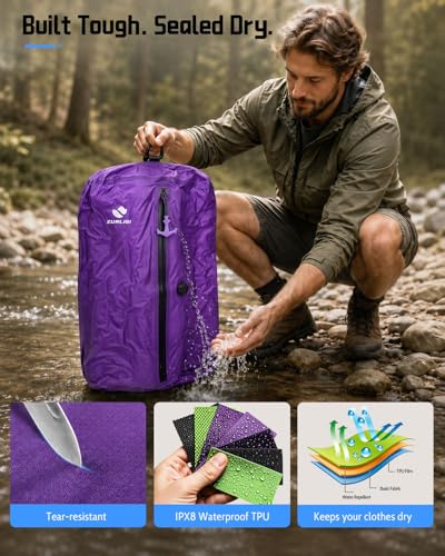 Zurligi Travel Vacuum Bag with Wireless Pump, IPX8 Waterproof Durable, Airtight Heavy-Duty Zipper, Portable Reusable Compression Packing Cubes with Shoulder Strap for Travel, Moving, Home Storage