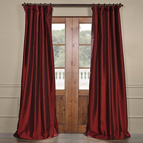 Half Price Drapes PTCH-BO1066-120 Blackout Faux Silk Taffeta Curtain, Syrah