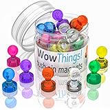 Neodymium Mini Fridge Magnets Strong - 14 Pack, Assorted Colored Kitchen Office Magnets, Push Pin Magnets, Heavy Duty Push Pins - Teacher Magnets, Perfect Classroom Map Dry Erase Whiteboard Magnets