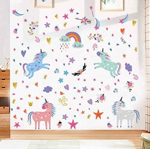 Cartoon Rainbow Unicorn Wall Stickers PVC Star Cloud Moon Animals Wall Decals for Kids Room Children DIY Wallpaper Home Decor 25 * 70cm