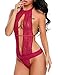 Avidlove Women Sexy Lingerie Lace Halter One Piece Teddy Babydoll Bodysuit Dark Red S