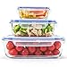 C CREST [6-Pack] Large Glass Food Storage Containers, Meal Prep Containers, Glass Containers for Food Storage with Lids, Airtight, Leakproof, BPA-Free