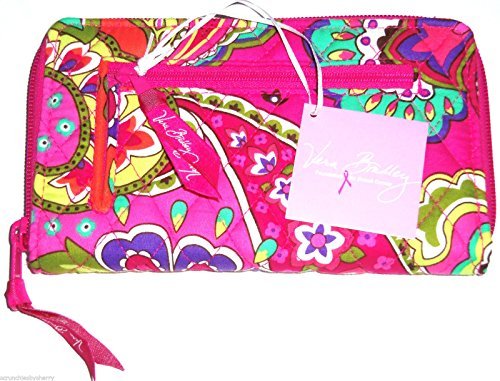 Vera bradley pink swirls zip around wallet solid pink lining