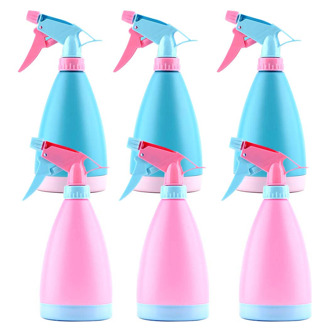 6 Pack Plastic Spray Bottles 500ml 17oz Water Spray