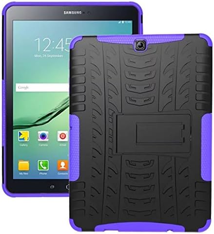 Samsung Galaxy Tab S2 9.7 Case, BAUBEY Rugged Tough Armor Heavy Duty Shockproof Hard Rubber Case Cover Stand for Samsung Galaxy Tab S2 9.7 SM-T810 / SM-T813 / SM-T815 / SM-T817 / SM-T819 (Purple)