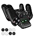 Pecham DualShock 4 Dual Charging Station – PS4/PS4 Slim Controller Charger Dock – Modern Design & LED Indicator – USB Cable & 8 Thumb Grips for Joysticks Included – Black