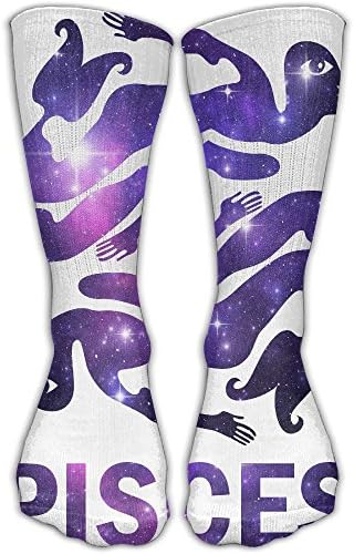 KAKARE Classics Compression Socks Pisces Galaxy White Personalized Sport Athletic 30cm Long Crew Socks For Men Women