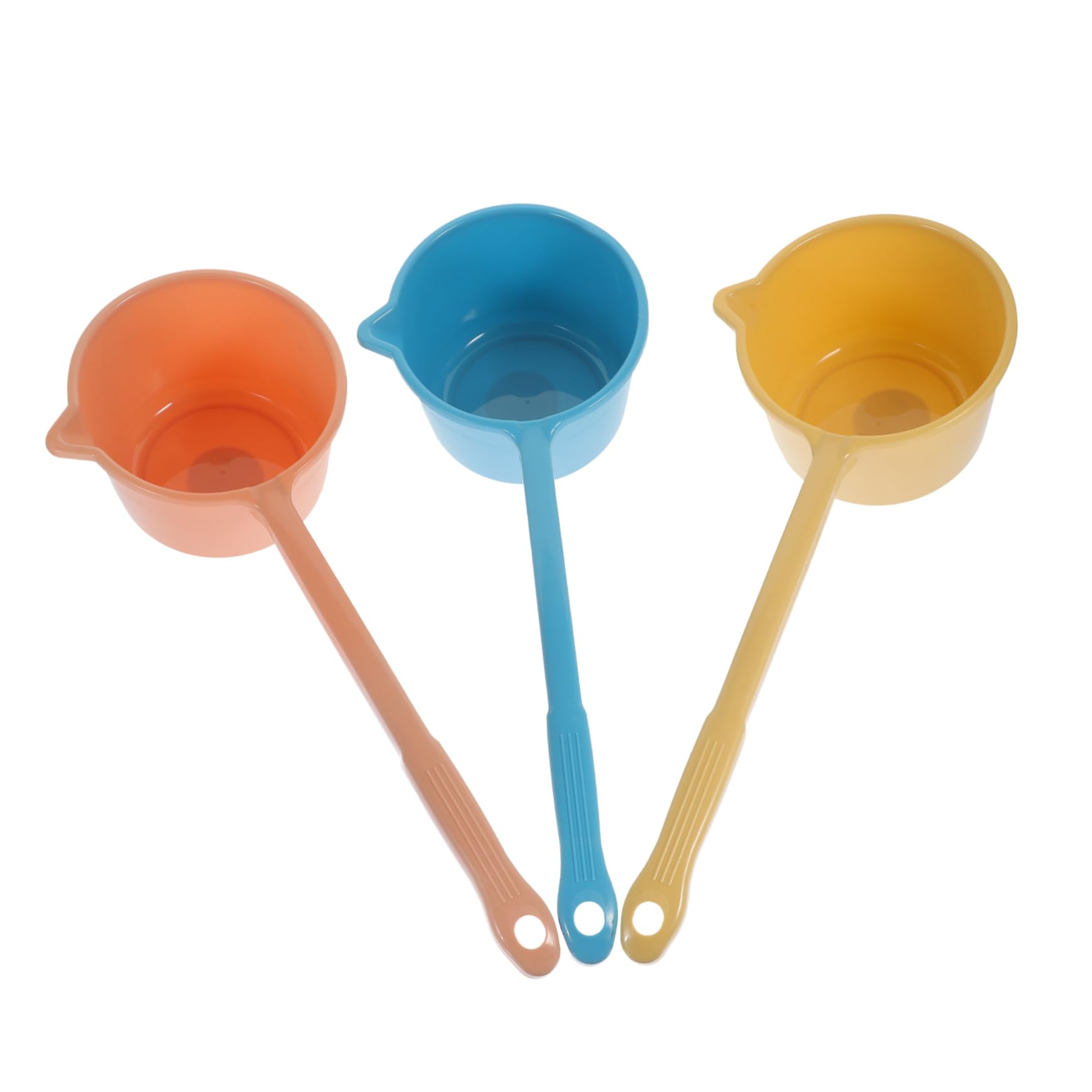 OUNONA 3pcs Ladle Hair Wash Spoon Bowl Canning Household Jar Baby Bath Water Spout Shower Bucket Fruit Washing Pot Depth Serving Spoon Scoop Handle Cup Red