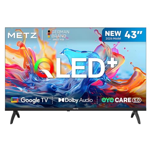43 Pollici Smart TV con Google TV Televisore LED, Gen 6 QLED +, HDR 10 Dolby Audio Bluetooth 5,1 EyeCare DVB-T/T2/C/S/S2 CI+ HEVC Main10, 1.5GB RAM Upgrade (43MQH7000Z, 2026 Nuovo Modello)