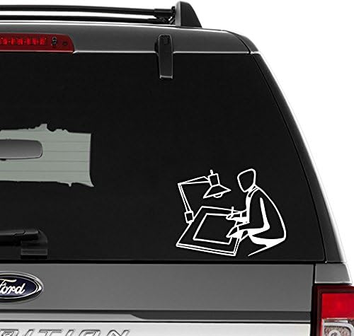 Architect Architecture Drawing Vinyl Decal Sticker For Wall Decor, Windows, Laptop, Car, Truck, Motorcycle, Vehicles (Size-6 inch/15 cm Wide) - (Gloss BLACK Color)
