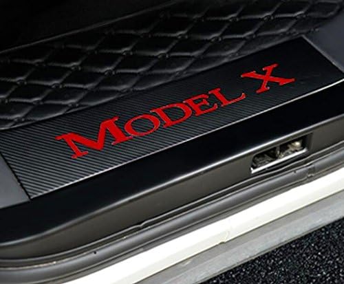 TeslaHome Car Door Sills Protection Kit Carbon Fiber Stickers for Tesla Model X (Red,4 pieces)