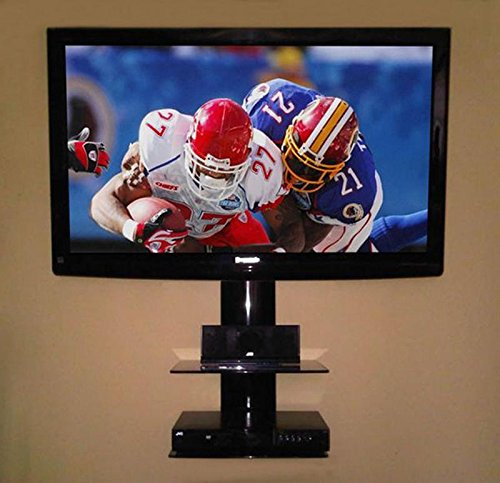 Evokem Wall Mount DVD DVR Bracket, Adjustable Dual Glass Shelf for DVD Players, Cable, Boxes, Games, Consoles and TV Accessories